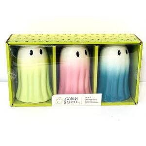 Goblin & Ghoul Ghost Figurines Set of 3 Pastel Halloween Decor Ceramic Seasonal